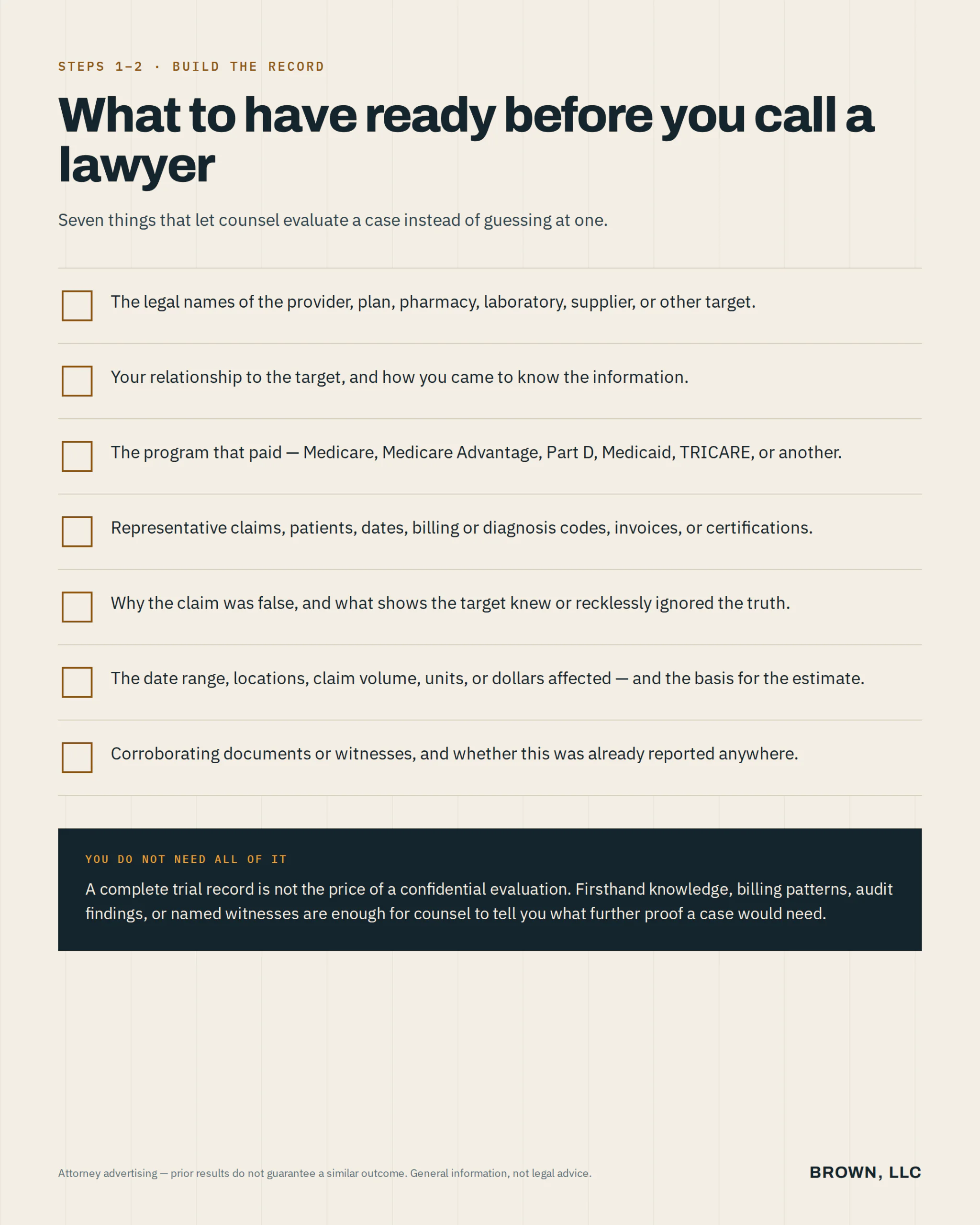 Seven items to prepare before contacting a whistleblower attorney