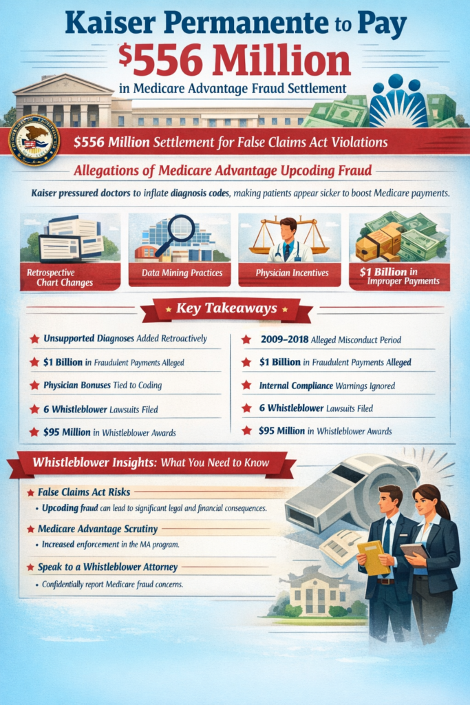 Kaiser Permanente Pays $556M in Record Medicare Advantage False Claims Act Settlement: Whistleblower Rewards & Implications